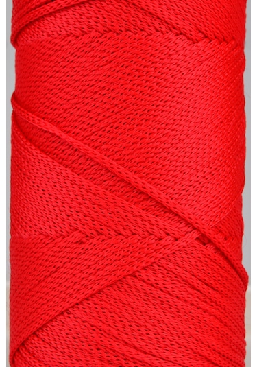 2 Mm - 200 Gr Polyester Makrome Ipi Kırmızı 230 M Polyester Makrome Ip Supla Ip Ve Çanta Ipliği