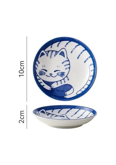 C Japon Tarzı Seramik Tatlı Sos Tabağı Sofra Yaratıcı Sevimli Karikatür Şanslı Kedi Desen Su Damlası Şekli Meyve Suşi Tabakları