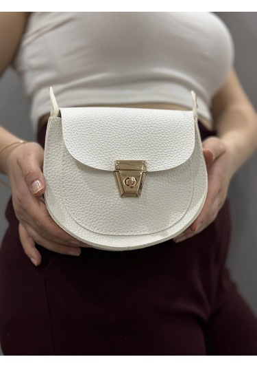 Biçomi Klasik Kapaklı Beyaz Cilt Çanta Beyaz