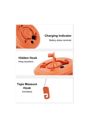 Artfulabode Usb Turuncu Sıcak Şarj Renkli Ölçüm Mekan Led Kamp Kamp Işığı Işığı Edilebilir Dış Depolama Çıtalı Çadır Atmosferip + Nv Turuncu