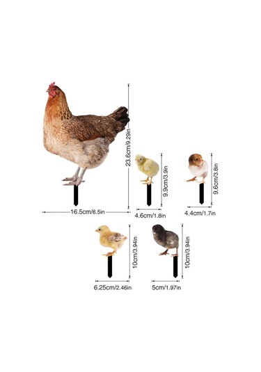 Suofeng Bahçe Dekorasyonu Piliç Şekilli Akrilik Toprak Takımı - Dış Mekan Bahçe Zemin Süs Yklu076