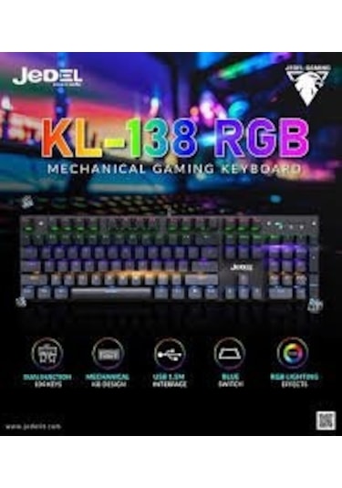 Jedel-gaming Kl-138 Blue Switch Mekanik Rgb Efekli Işıklı Oyuncu Klavye Q Tr Diğer