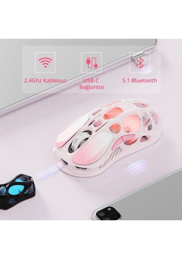 Gravastar Mercury K1 Lite Mekanik Gaming Klavye Ve M1 Pro Kablosuz Optik Mouse Seti, Aurora Mist Optik