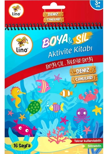 Lino A5 16 Sayfa Boya & Sil Aktivite Kitabı- Deniz Canlıları Bs-1002