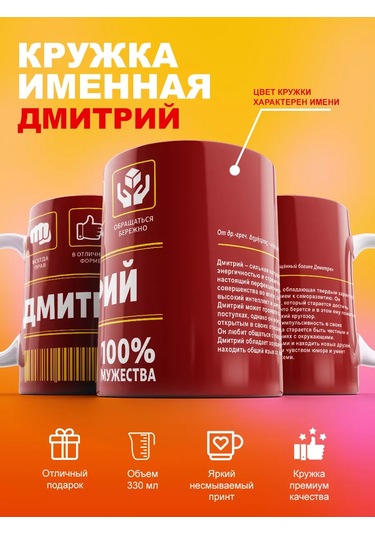 Cup-cup Dmitri Kişiye Özel Seramik Kupa Hediye 330ml 202962911 Kırmızı