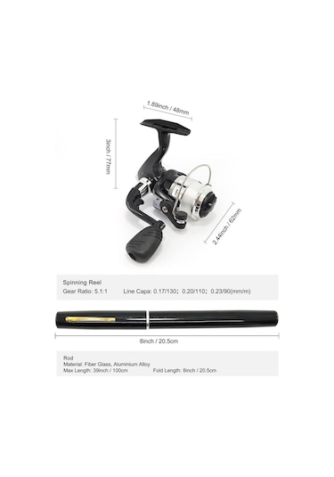 Valkyrie 1 Metre Teleskopik 5.1.1 Mini Cep Olta Seti Kalem Spin Kamış Olta