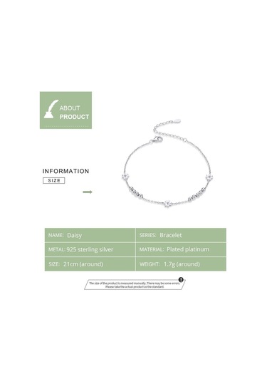 Wostu 925 Ayar Gümüş Papatya Çiçek Bilezik Kadınlar Için Düğün Bilezikler Gümüş