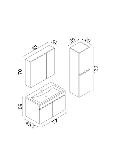 Teta Home Tokyo 80 Cm Mdf Banyo Dolabı Seti +boy Dolabı Beyaz