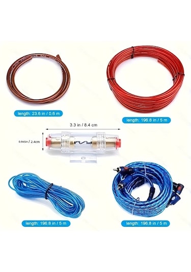 Xuweiwei 10g Amplifikatör Bağlantı Kiti Subwoofer Araba Ses Sistemi Güncelleme Güç Kablosu Hoparlör Tel Seti