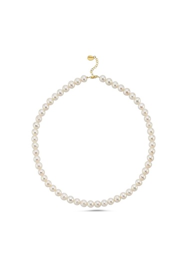 8,5 Mm Sıralı Doğal İnci Kolye Sarı