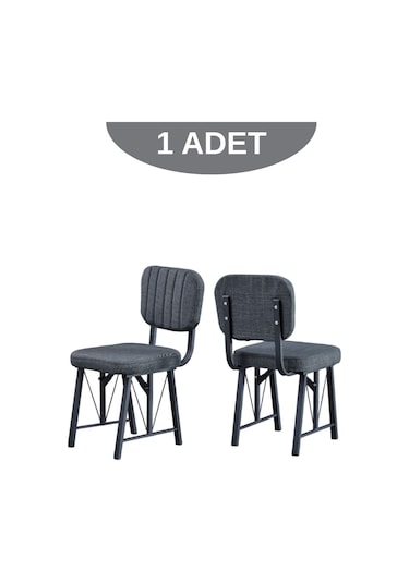 Elfin Mutfak Sandalyesi Yemek Odası Bahçe Balkon Otel Restoran Kafe Sandalyesi - 1 Adet - Antrasit Antrasit