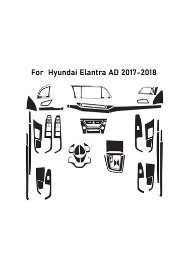 Xuweiwei 3d Carbon Fiber Black Style B 2019 2020 Hyundaı Elantra Ad İç Kontrol Paneli Kapı Kolu Kaplamaları Sol Şöför