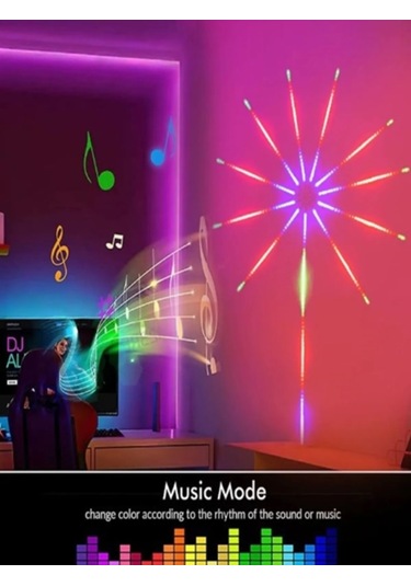 Bluetoothlu Animasyonlu Rgb Led Yıldız Kayar Led Sese Duyarlı 5v Çok Renkli