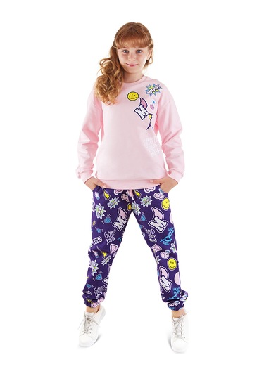 Denokids Mshb&g Sticker Kız Çocuk Eşofman Takım Çok Renkli