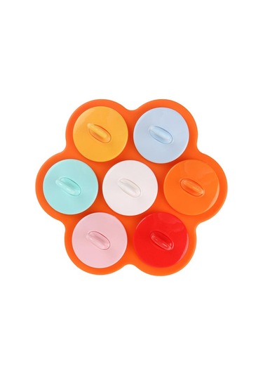 7 Renkli Yaratıcı Dondurma Kalıbı Kapaklı Dıy Renksiz Kokusuz Ev Yapımı Dondurma Kalıbı Dondurma Ve Buz Küpü Tepsisi Kalıpları Turuncu