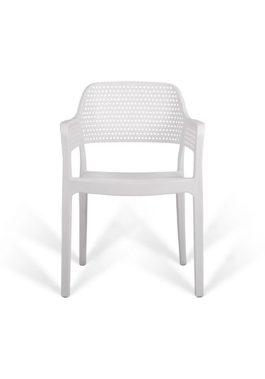 Hawaii Kollu Kafe Ve Balkon Sandalyesi 2'li Beyaz