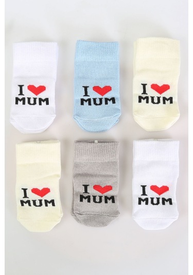 Pamuklu 6'lı Yenidoğan Erkek Bebek Çorap Mum Mavi