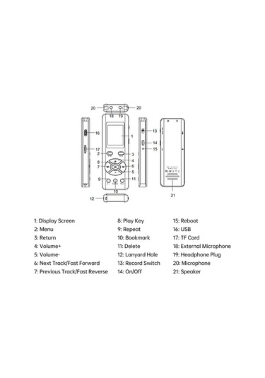 Singree V03 Renkli Ekranlı Yüksek Hassasiyetli Dijital Ses Kaydedici, Mp3 Çalar, 8gb Dahili Hafıza, Usb-c Bağlantı