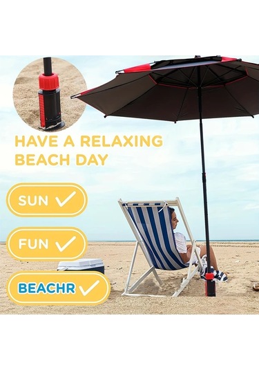 Elmpaly Kırmızı Plaj Şemsiyesi Rüzgar Çapası 360 Dönüş Önleyici Taşınabilir Kurulum