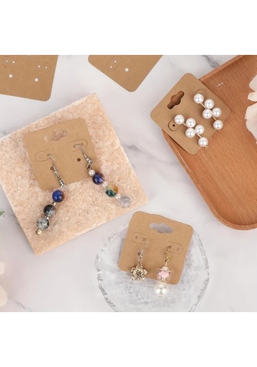 Willowhaven 200 Adet 2x2 Inç Kraft Kağıt Küpe Kartı Kesimli Sağlam Asma Etiketi Beyaz