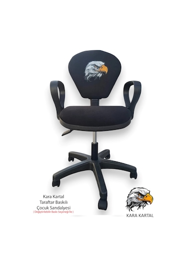 Kara Kartal Desenli Taraftar Baskılı Çocuk Odası Ders Çalışma Ofis Koltuğu Bilgisayar Sandalyesi Siyah Kara Kartal Desenli Taraftar Baskılı Çocuk Odası Ders Çalışma Ofis Koltuğu Bilgisayar Sandalyesi Siyah