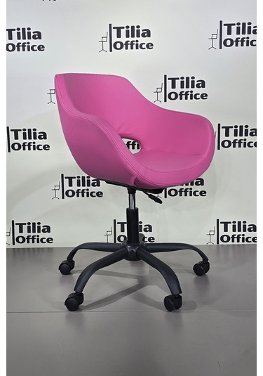 Monaco Çalışma Kesim Koltuğu Yonca Tekerlekli Siyah Ayak Pembe