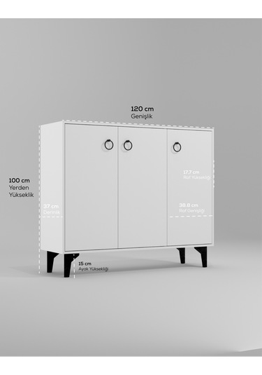 Dekorfim DF08102B MDF Ayakkabılık Antre Hol Çok Amaçlı Dolap Ayakkabı Dolabı