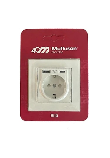 Mutlusan Rıta Beyaz Type C Usb Topraklı Priz