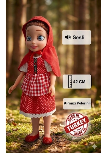 Kırmızı Başlıklı Kız Sesli Masal Anlatan Oyuncak Bebek - 42 Cm