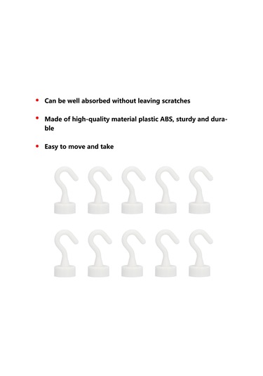 Yifomall Beyaz Abs Manyetik Kanca Seti - Buzdolabı Ve Mikrodalga İçin 11 Lb Taşıma Kapasiteli, 10'lu Paket Diğer