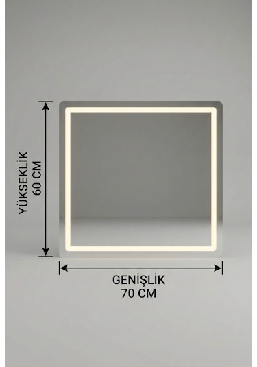 Modern Tasarım 60x70 Led Aydınlatmalı Dokunmatik Duvar Aynası Günışığı