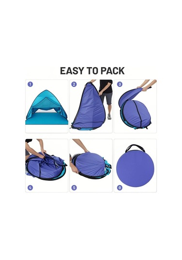 Dofolink Hızlı Kurulabilir Mavi Renkli Sahil Çadırı - Uv Koruma Ve Ventilasyonlu, 80x65x55cm, Taşınması Kolay Mavi