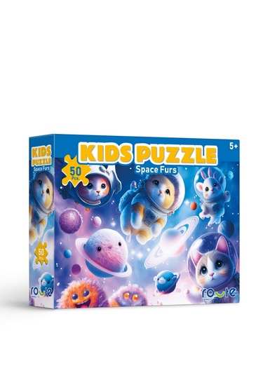 Uzayda Kediler Çocuk Puzzle 50 Parça 34 24 Cm