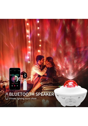 Bukrem Store Galaxy Uyumlu Star Projektör Hoparlör Rgb Lazer & Nebula Işık + Bluetooth 5.0 + Usb / Timer / Uzaktan Kumanda