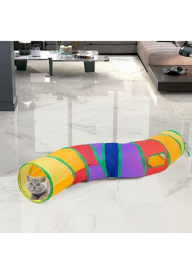 Justie Pet Gökkuşağı S Şekilli Kedi Oyun Tüneli