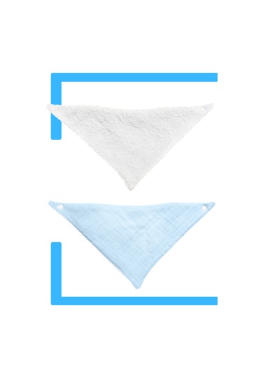 Bebek Ağız Bezi Salya Önlüğü Fular Çok Amaç 2'li M-byz Beyaz - Mavi