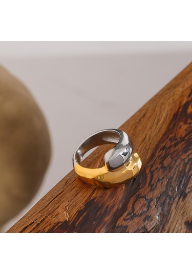 Eetit Paslanmaz Çelik Yüzük Kadın Geometrik Metal Parmak Yüzük 7