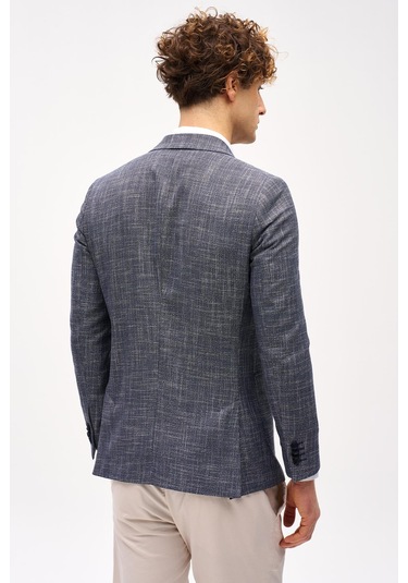 Erkek Lacivert Slım Fıt / Dar Kalıp Geniş Kırlangıç Ceket-16412 Lacivert
