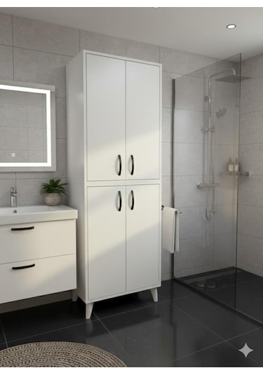 Urla Banyo Dolabı,havlu Dolabı Banyo Mobilyaso Beyaz