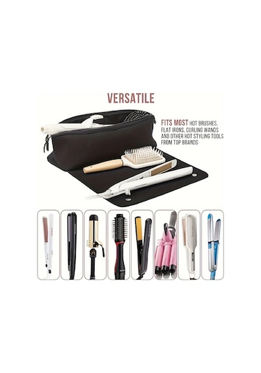 Honeybeeshop Siyah Saç Şekillendirme Aletleri Seyahat Çantası Düzleştirici Maşa Saklama