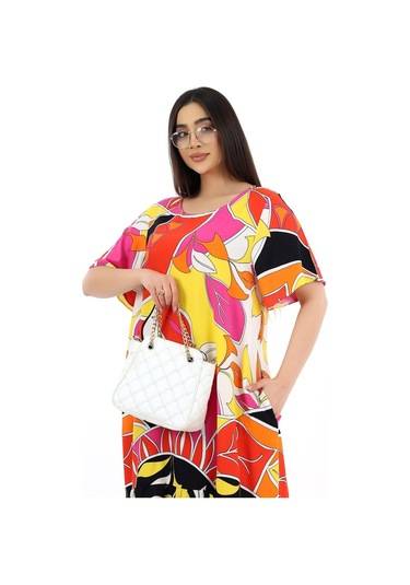 Schık Kadın Viskon Yarım Kol O Yaka Cepli Fırfırlı Elbise Orange Orange