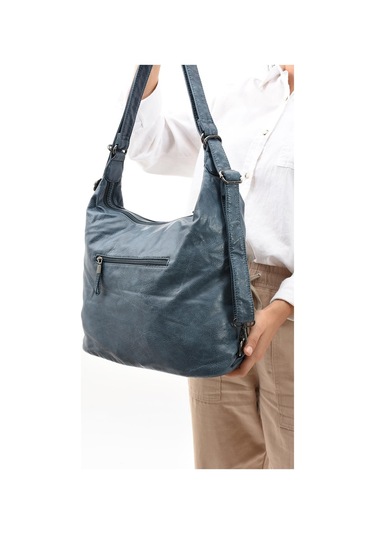 Suni Deri Yumuşak Dokumalı Sırt Omuz Çantası Mavi Model: 571-11-13b - Mavi