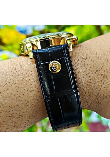 Raymond Star Serisi Gold Siyah Otomatik Erkek Kol Saati Altın