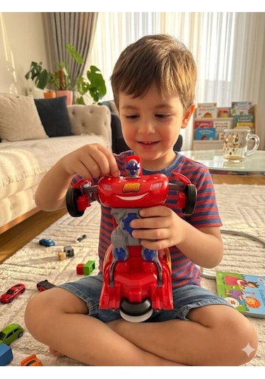 2'si 1 Arada Şimşek Mcqueen Dönüşen Robot Araba Işıklı Ve Sesli Kırmızı