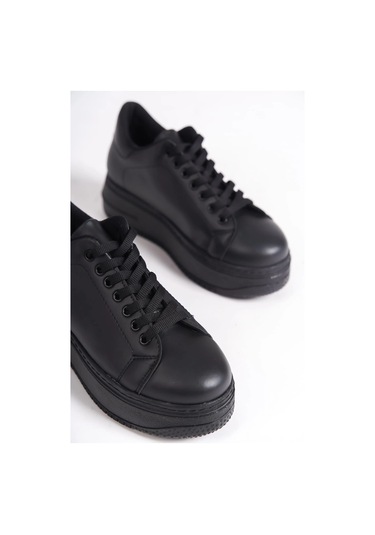 Bıana Bağcıklı Ortopedik Taban Kadın Sneaker Spor Ayakkabı Cst - Siyah Siyah