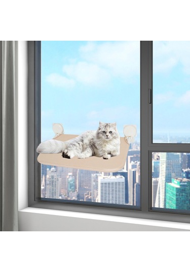 Suntek Kedi Pencere Tüneği Nefes Alabilir Yıkanabilir Bej