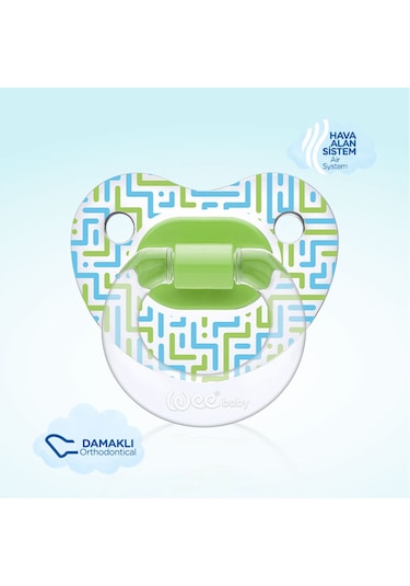 Wee Baby Şeffaf Desenli Damaklı Emzik No:3 Yeşil 18+ Ay