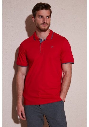 Buratti % 100 Pamuk Düğmeli Regular Fit Erkek Polo Yaka T Shirt 5902118 Kırmızı