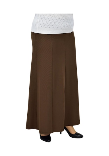 Kadın Kumaş Lastikli Kemer Balık Model Etek Bgl-st04204 Açık Kahverengi