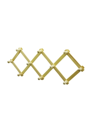 Ahşap - Eko 10 Kollu Akordiyon Duvar Askısı Altın - Krom